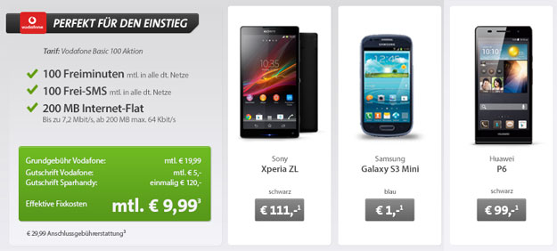 Vodafone-Basic-100-Sparhandy-Xperia-ZL