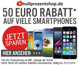 Nullprozentshop Smartphones mit 50 € Rabatt