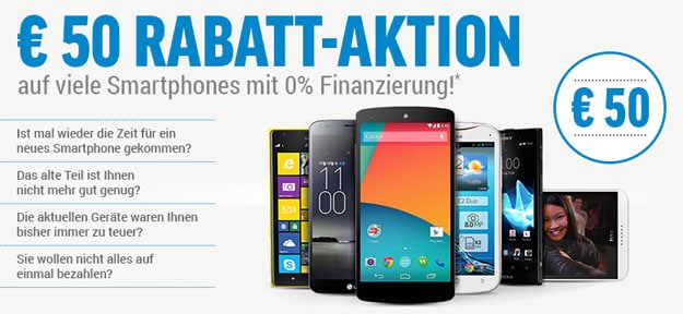 50 € Rabatt auf alle Smartphones ab 149 €