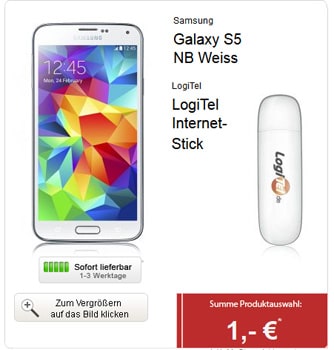 Samsung Galaxy S5 mit Surfstick