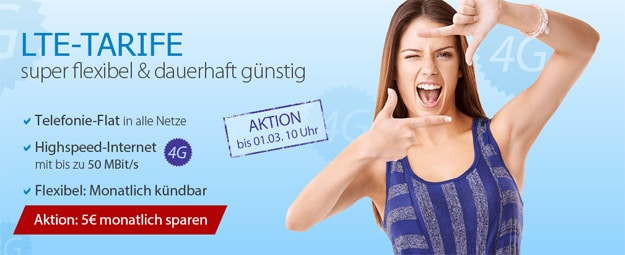 DeutschlandSIM LTE-Tarife ab 14,95 € mtl.