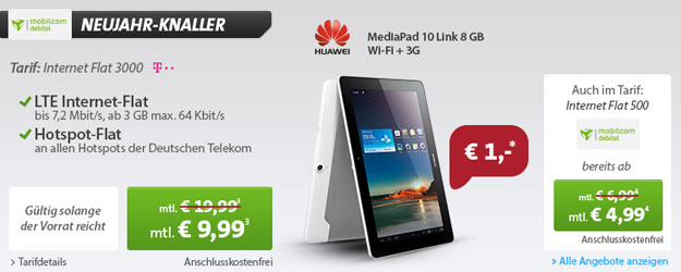 Internet-Flat mit MediaPad 10 Link