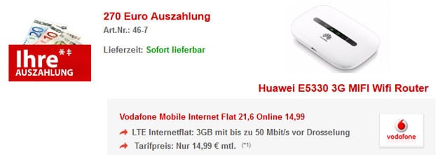 LTE-Flat 3GB mit Huawei E5330 Router