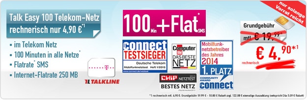 Talk Easy 100 für 4,90 € im Monat