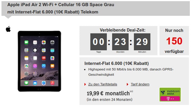 iPad Air 2 16GB LTE + Telekom Internet-Flat 6000