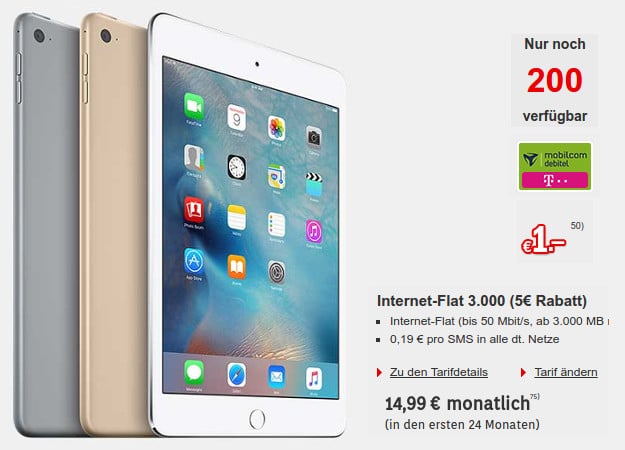 iPad mini 4 LTE + Internet-Flat 3000