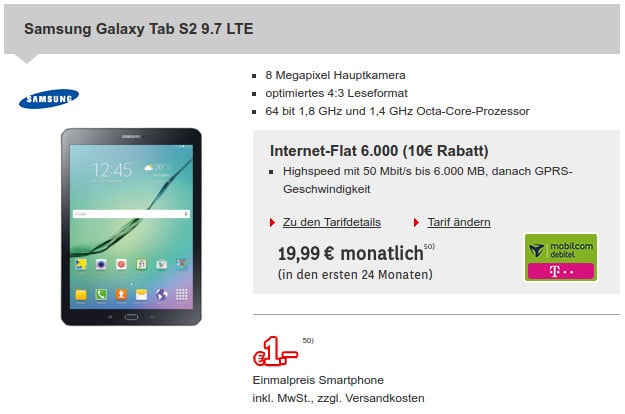 Samsung Galaxy Tab S2 + Internet-Flat 6000