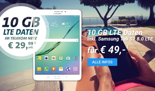 Samsung Tab S2 8.0 LTE + 10 GB Datenflat