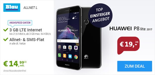 Huawei P8 Lite (2017) + Blau Allnet L Sparhandy
