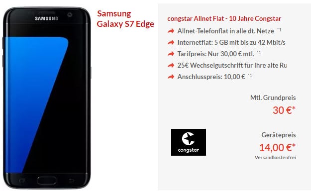 Samsung Galaxy S7 Edge + congstar Allnet-Flat