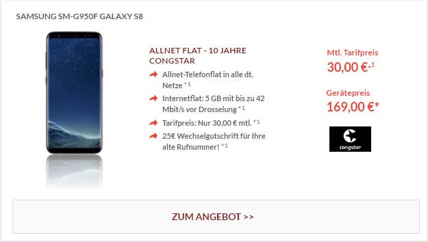 Samsung Galaxy S8 + congstar Allnet-Flat