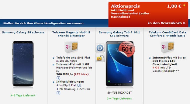 Samsung Galaxy s8 + Tablet Kombi-Deal
