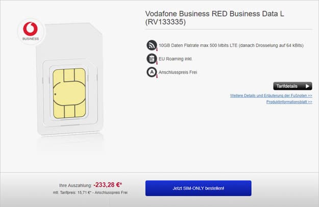 vodafone red business data l