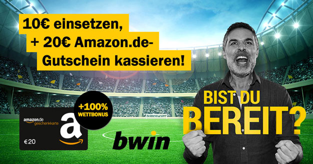 bwin Bonus-Deal: 10 € einsetzen und 20 € Amazon-Gutschein abstauben + 100 % Bonus für Neukunden