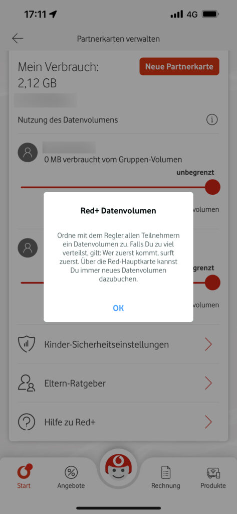 Red+ Gruppe mit Daten versorgen - MeinVodafone