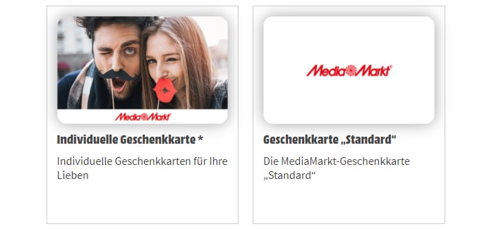 MediaMarkt Geschenkkarte - individuell oder standard