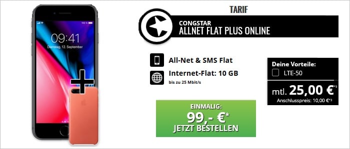 iPhone 8 Plus mit congstar Allnet Flat Plus bei Talkthisay
