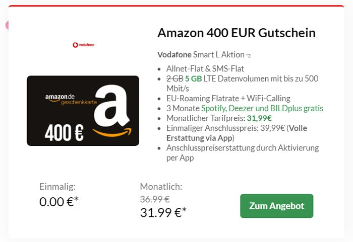 Vodafone Smart L Plus mit Amazon-Gutschein bei Preisboerse24