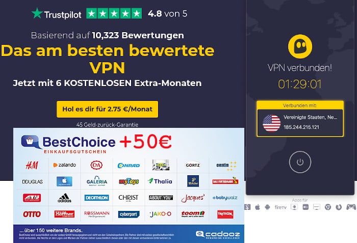 Cyberghost VPN Deal BestChoice-Gutschein