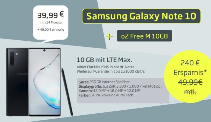 o2 note 10 plus deals