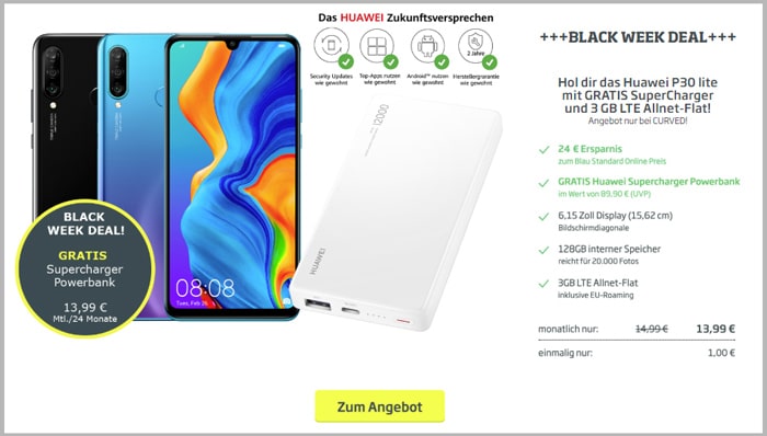 Huawei P30 lite + Allnet-Flat mit 3 GB LTE Blau