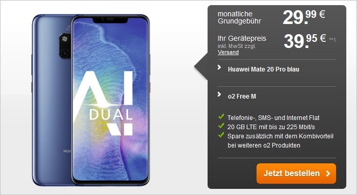 Huawei Mate 20 Pro mit o2 Free M bei handyflash