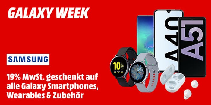 MediaMarkt 19% Mehrwertsteuer-Aktion: Rabatte auf Samsung-Artikel