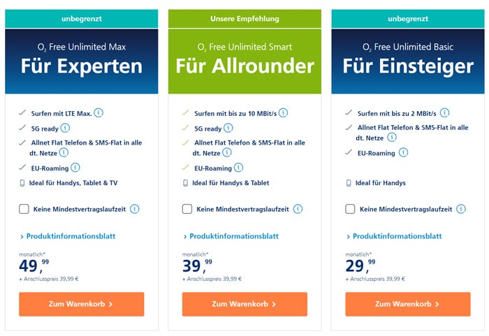 o2 Free Unlimited Tarife: Unbegrenztes Datenvolumen & Rundum-sorglos-Tarife ab 29,99 € mtl. - Erfahrungen & Test