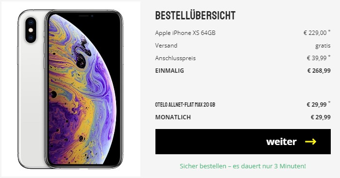 iPhone Xs + otelo Allnet Flat Max bei Sparhandy