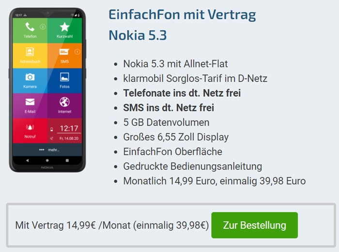 EinfachFon mit Vertrag: Guter Deal mit dem Nokia 5.3