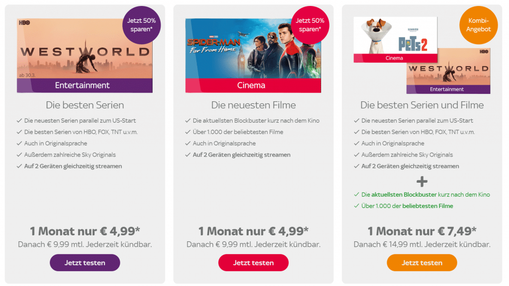 Sky Ticket im Video Streaming Vergleich