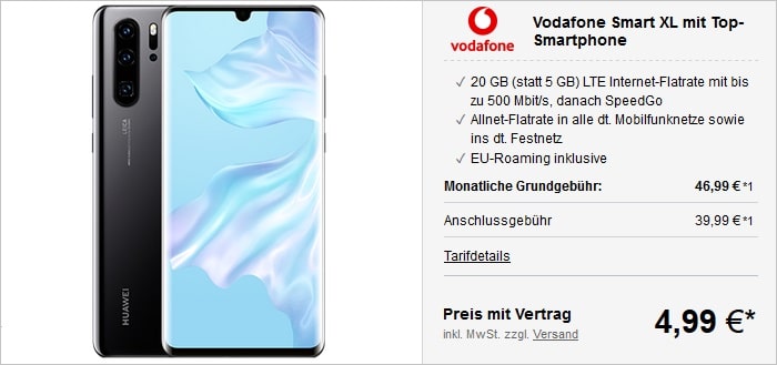 Huawei P30 Pro mit Vodafone Smart XL bei LogiTel