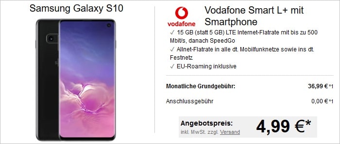 Samsung Galaxy S10 mit Vodafone Smart L Plus bei LogiTel