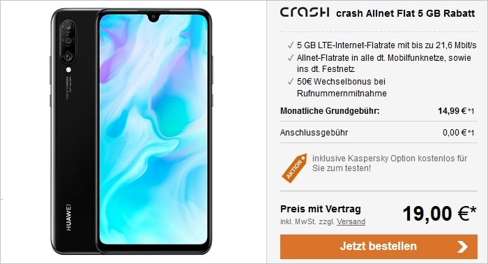 Huawei P30 Lite mit crash Allnet Flat 5 GB LTE im Vodafone-Netz bei LogiTel