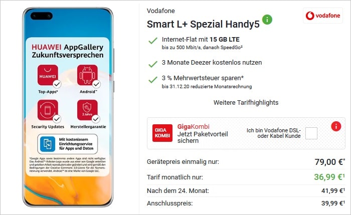 Huawei P40 Pro Zur Allnet Flat 15 Bis 25 Gb Lte Mit Bis Zu Eff 14 86 Mtl