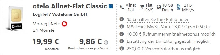 Otelo Allnet Flat Classic Nur Eff 9 99 Im Monat