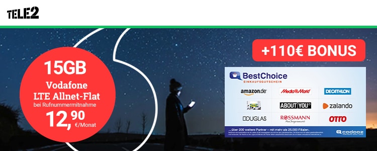 Tele2 15 GB Allnet-Flat Aktion Handyhase Bonusdeal