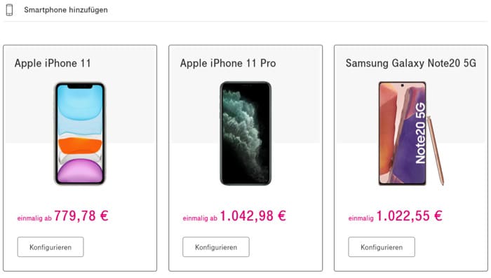 Smartphone zum Telekom MagentaEINS Plus Tarif