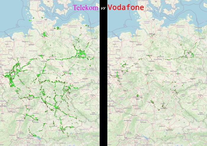 5G-Ausbau Deutschland September 2020, Telekom vs. Vodafone