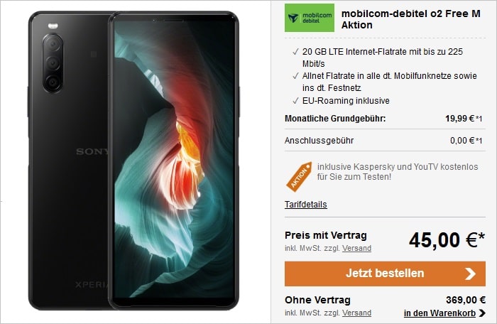 Sony Xperia 10 II mit md Telefónica Free M bei LogiTel