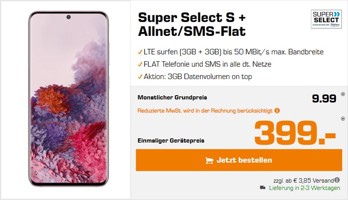 Samsung Galaxy S20 + Super Select S bei Saturn