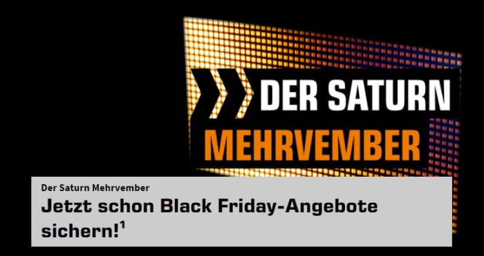 Saturn Mehrvember im Black November 2021