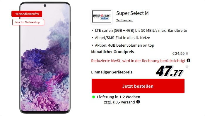 Samsung Galaxy S20 Plus mit Super Select M bei MediaMarkt