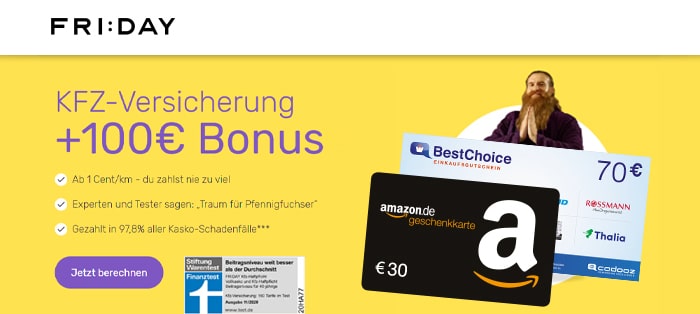 Friday KFZ Versicherung Bonus Deal