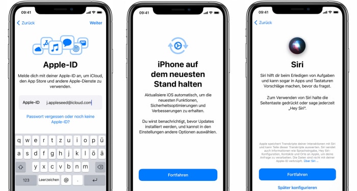 iPhone einrichten - Apple ID, Aktualisierung, Siri