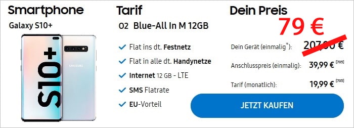 Samsung Galaxy S10 Plus mit o2 Blue All In M im Samsung Shop
