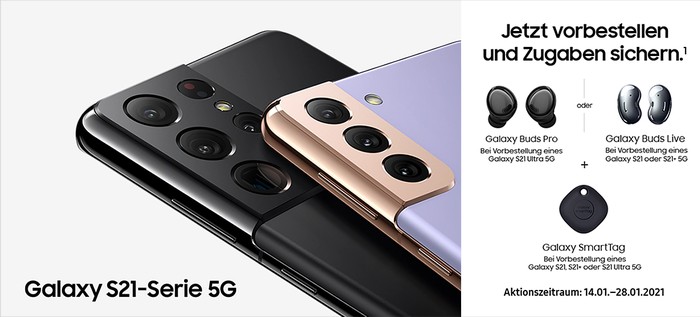 Vorbesteller-Aktion von Samsung für Galaxy S21, Galaxy S21 Plus und Galaxy S21 Ultra