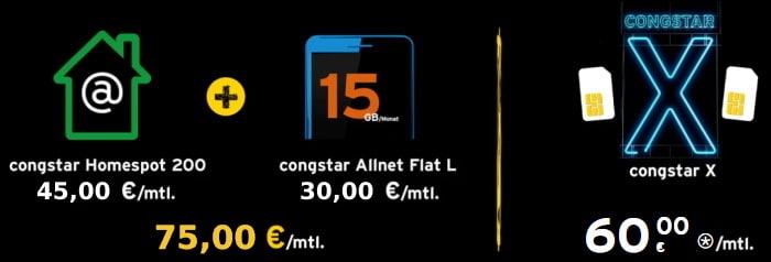 congstar X: 200 GB Telekom-LTE für das Smartphone und zuhause nur 60 € mtl.
