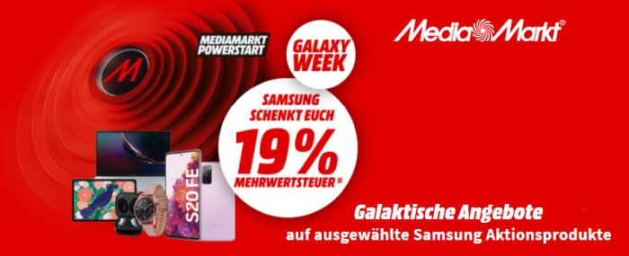 MediaMarkt Mehrwertsteuer Aktion bei der Galaxy Week Februar 2021