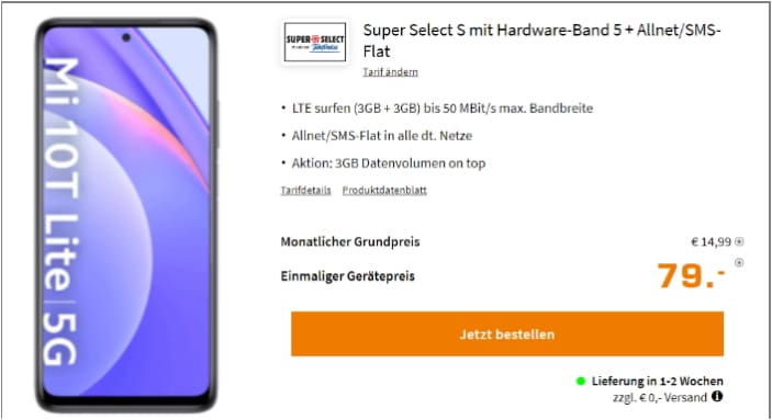 Xiaomi Mi 10T lite 5G mit Super Select S bei Saturn